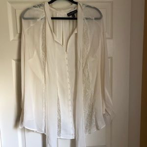 LANEBRYANT White Lace Long Sleeved Blouse